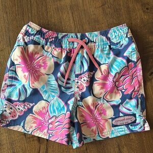 Vineyard Vines Kids Floral Swim Trunks- Pink and Blue
